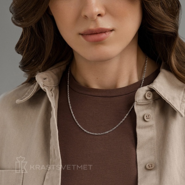 Цепь из белого золота 585, плетение «Сингапур»